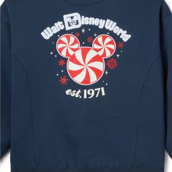 Mickey Mouse Icon Peppermint Swirl Holiday Walt Disney World Sweatshirt Small - Picture 5 of 5